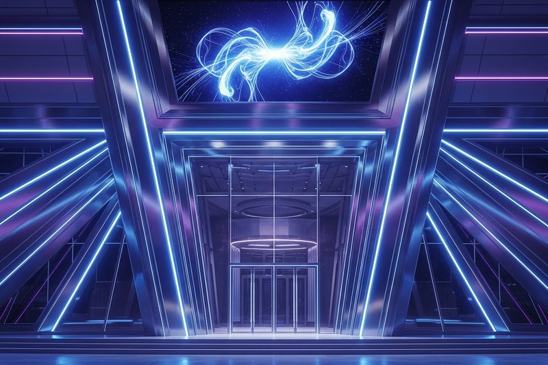 Entrada iluminada de un edificio moderno, imagen de los nuevos casinos online en España